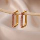 thumbnail image 4 of Pendientes de circón de colores para mujer, aretes de acero inoxidable chapados en oro, joyería estética de lujo para fiesta, tendencia 2023, 4 of 4