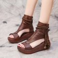 thumbnail image 2 of Hot 2023 New Summer Black Women Leather Sandals Cool Boots Platform Shoes Wedges Sandals Women Shoes Fashion Outdoor Sandals35, 2 of 4