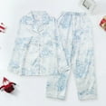 thumbnail image 2 of Bibifish Womens Pajama Sets Light Gray Floral Pattern Long Sleeve Button Down Loose Fit Top With Pant Soft Breathable Nightwear Sets, 2 of 6