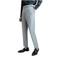 thumbnail image 4 of SSAAVKUY Men's Classic Trendy Naples Italian Style Pants No Belt Required Dress Pants Dress Pants Adjustable Waist Regular Fit Straight Suit Pants Gray 6, 4 of 4