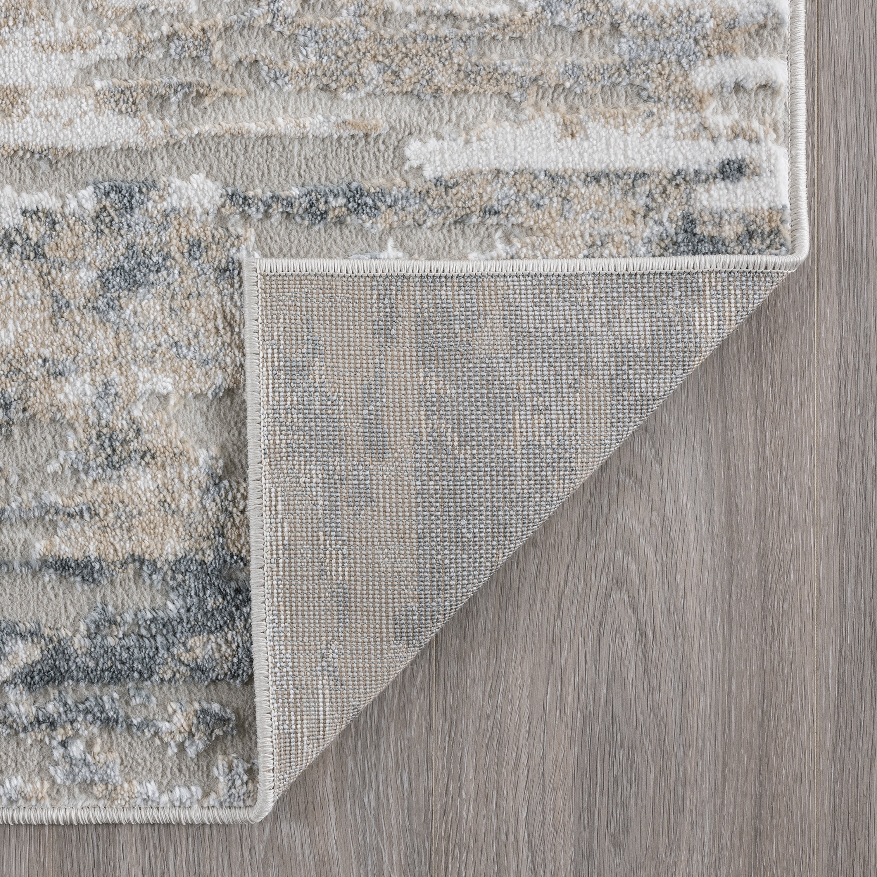 Contemporary 3x10 Area Rug (2'8'' x 9'10'') Abstract Beige Indoor Runner Easy to Clean
