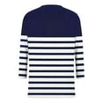 thumbnail image 7 of Blmnix Striped Plus Size Casual Tops Travel Fashion Golf Shirts Women Blue V-Neck 3/4 Sleeve Tops, 7 of 7