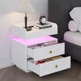 thumbnail image 4 of 4 EVER WINNER White Nightstand Set of 2 with Adjustable LED Lights and Charging Station Modern Bedside Tables with 2 Drawers, Floating Design End Tables for Bedroom Living Room, 4 of 8