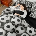 thumbnail image 4 of Castle Fairy Sport Soccer Bedding Comforter Set 7 Pieces for Boys Girls,Ball Gamer Football Full Bedding Set Lightweight,Black White Fitted Sheet Flat Sheet,Microfiber Bedroom Decor,Reversible, 4 of 8