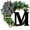 M, variant on PRETXORVE 26 Letters Decorative Wreath Door Hanging Home Decor Letters with Bow Knot Pendant Rattan Ring Wall Decoration Window Decoration Pendant