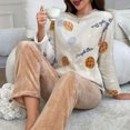 thumbnail image 6 of Guluxicc Flannel Lounge Sets for Women Long Sleeve Graphic Tops and Fleece Pants Pullover Pajamas Sleepwear Pjs Set Outfits, Brown, M, 6 of 6