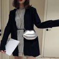 thumbnail image 4 of Labios Mujeres PVC Bolsos Cadena Mensajero Bolsas Hombro Fiesta Embrague (Plata), 4 of 7