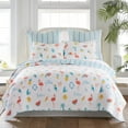 thumbnail image 3 of Levtex Home - Summertime Quilt Set - Full/Queen Quilt and Two Standard Shams - Coastal Beach - Teal, Coral, Yellow, Blue and White - Quilt (88x92in.) and Shams (20x26in.) - Reversible - Cotton, 3 of 6