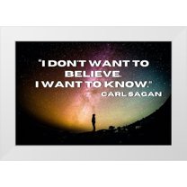 ArtsyQuotes 18x13 White Modern Wood Framed Museum Art Print Titled - Carl Sagan Quote: I Want to Know