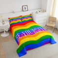 thumbnail image 4 of Erosebridal Rainbow Wave Stripe Bedding Twin Comforter Set, Be-Yourself Print Down Comforter, Reversible 2 Pieces, 4 of 7