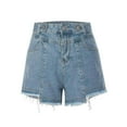 thumbnail image 6 of IROINNID Women's Casual Solid Frayed Hem Casual Denim Shorts Streetwear, 6 of 9