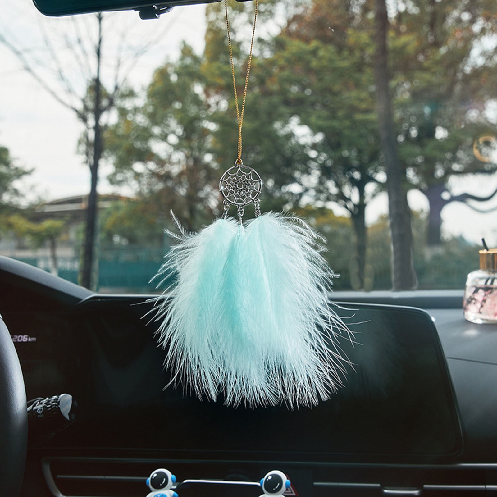 For Car Rearview Hanging Decor Handmade Nature Feather Small Car Charms  Pendant Accessories Decorative Metal Trim for Crafts Beads on String Bills  Ornament Clear String for Hanging Balloons Acrylic 
