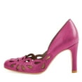 thumbnail image 2 of YDN Women Retro Round Closed Toe Flower Cutout Pumps High Heels Slip On Holiday Business Casual Dressy Shoes Size 7 Fuchsia, 2 of 4
