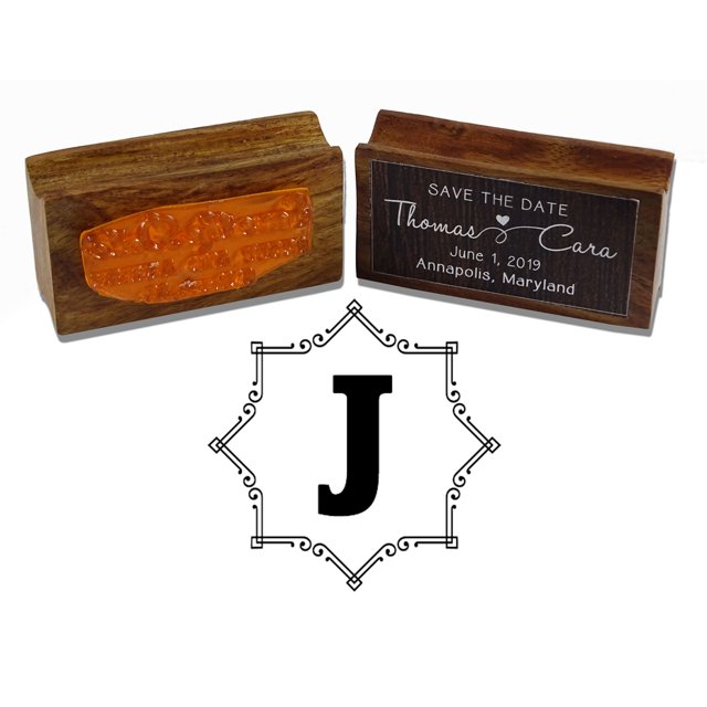 Printtoo Octagon Celtic Swirl Frame Monogram Letter J Wood Mounted Rubber Stamp Office Stationary