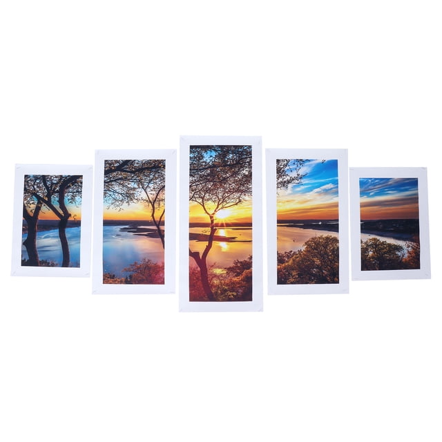 5 uds pintura de arte de pared innovadora pintura de paisaje de puesta de sol de lago decoración de interiores
