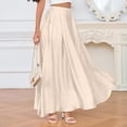 thumbnail image 2 of adaychics Long Satin Skirt High Waisted Flowy Long A Line Pocketed Satin Skirt Trendy Vacation Outfits for Work Party, 2 of 6