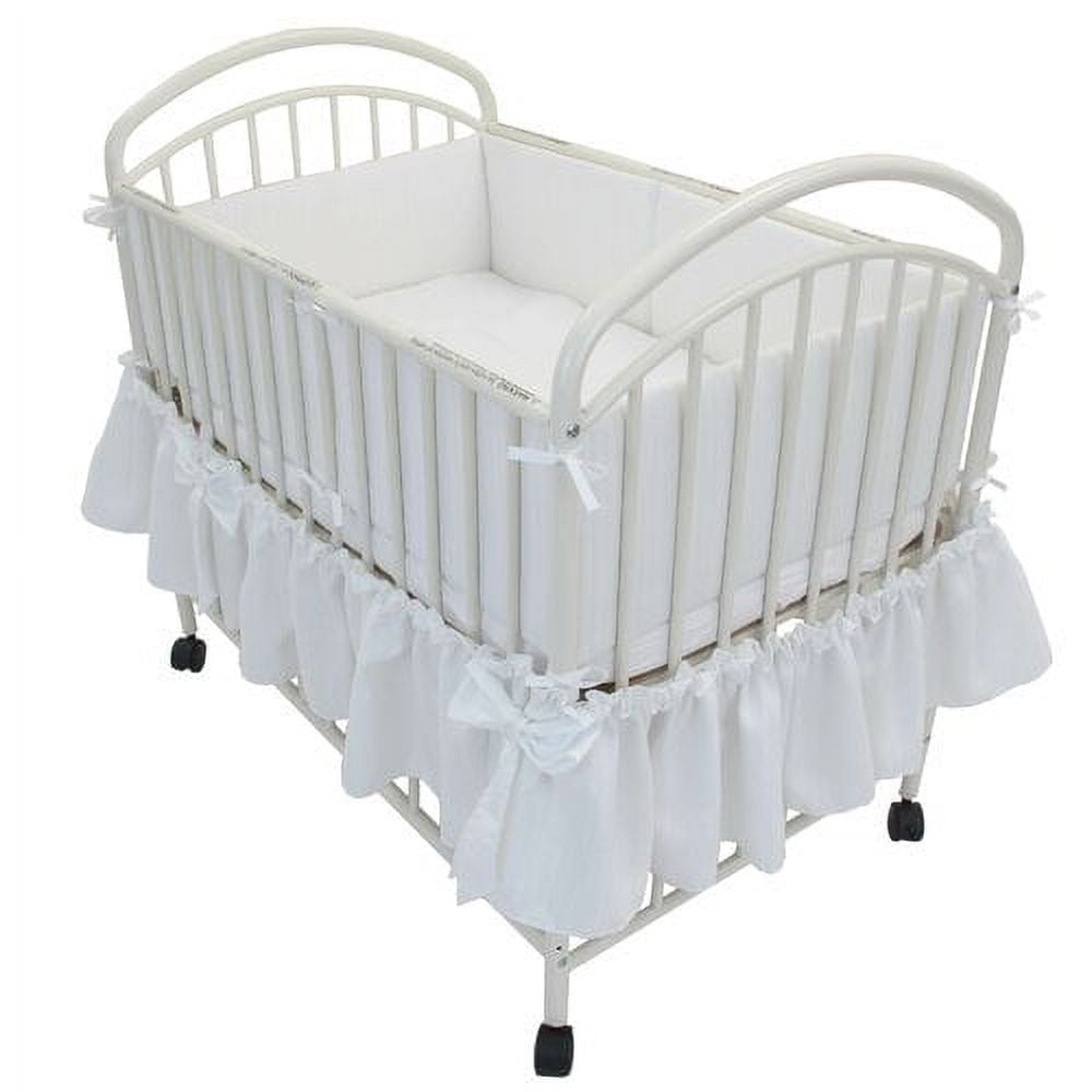 L.A. Baby Classic Arched Mini/Portable Metal Convertible Crib with Mattress, White