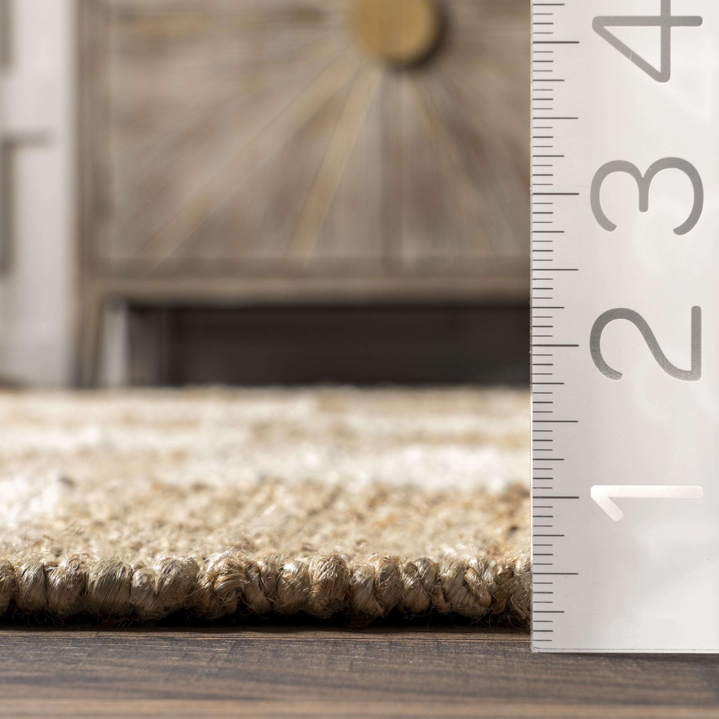 nuLOOM Christana Traditional Checkered Jute Area Rug, 5' x 8', Ivory