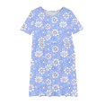thumbnail image 4 of RXIRUCGD 2025 Summer Clothes for Kids Girl's Flower Print Short Sleeve Stretchy Dress Summer Sleeve Round Neck Dress Dance Skirt for Kids, 4 of 4