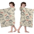 thumbnail image 4 of Beige Dinosaurs Text Pattern Hooded Bath Towel，50"x30" for Ages 3 To 12 Kids, Quick Dry Lightweight Soft Microfiber Hood Beach Towel Cover Up for Kids, 4 of 7