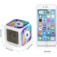 thumbnail image 4 of Reloj despertador digital retroiluminado, reloj despertador digital unicornio, reloj de noche con luz nocturna LED para niños, luz nocturna, fecha, temperatura, patrón de unicornio JM, 4 of 5