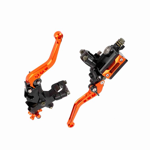 1 par de palancas de depósito de cilindro maestro de embrague de freno de motocicleta universales de 7/8" (22 mm) de color naranja
