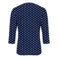 thumbnail image 5 of HLKJKLS Long Sleeve Shirts For Women 3/4 Sleeve Crew Neck Casual Holiday T Shirt Polyester Spandex Classic Print Blue S-3Xl, 5 of 7