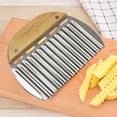 thumbnail image 4 of Waffle Fry Cutter: Crinkle Cutter For Fancy Edges On Vegetables, Fruits, And More, With Non-Slip Wooden Handle, Stainless Steel Blade, And Compact Storage Solution, 4 of 6