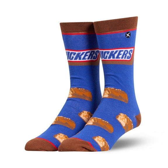 Cool Socks – Snickers Minis Crew Socks – Size Large for Men & Women – Peanut Caramel Graphic – Comfy