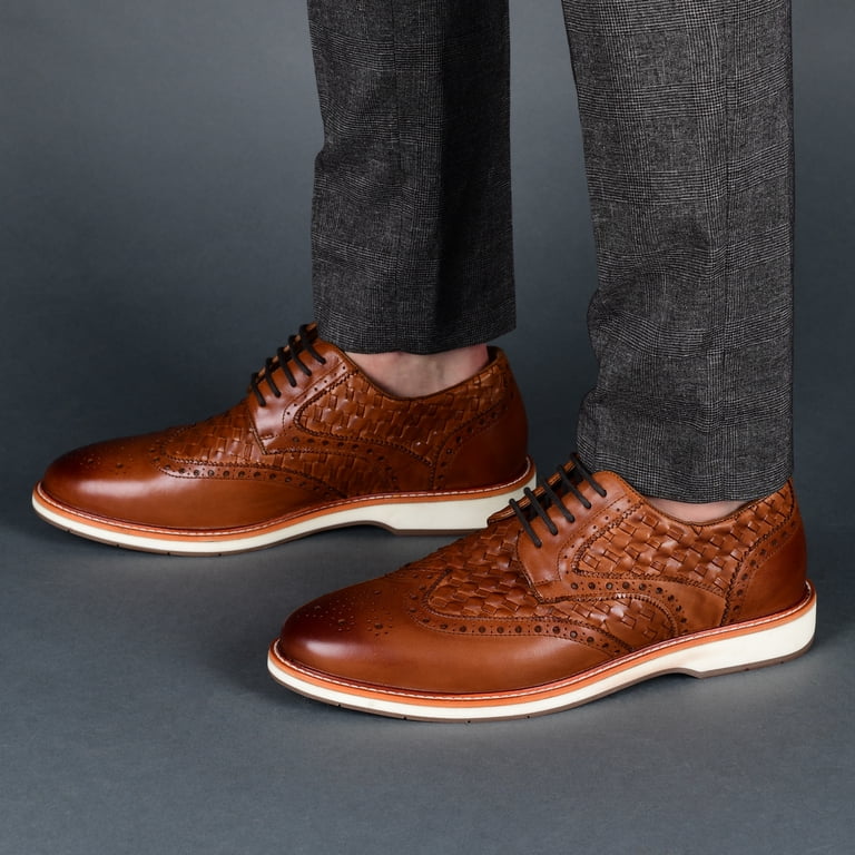 Thomas & Vine Men\'s Radcliff Comfort Foam Lace-Up Woven Wingtip Shoe Brown 10 M Thomas & Vine Mens Radcliff Tru Comfort Foam Lace-up Woven  main image 4