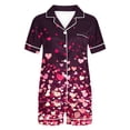 thumbnail image 4 of Vetsdori Short Sleeve Pajamas Sets for Women Heart Print Casual Homewear Summer Shorts & Top Loungewear Button up Pockets,Soft 2 Pieces Womens Pjs Sleepwear, 4 of 8