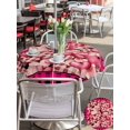 thumbnail image 4 of Outdoor Tablecloth with Umbrella Hole and Zipper, Valentine's Day Round Table Cloth 54 Inch Waterproof Tablecloth, Romantic Love Pink Plaid Beige Vintage Picnic Table Cover for Patio Camping, 4 of 7