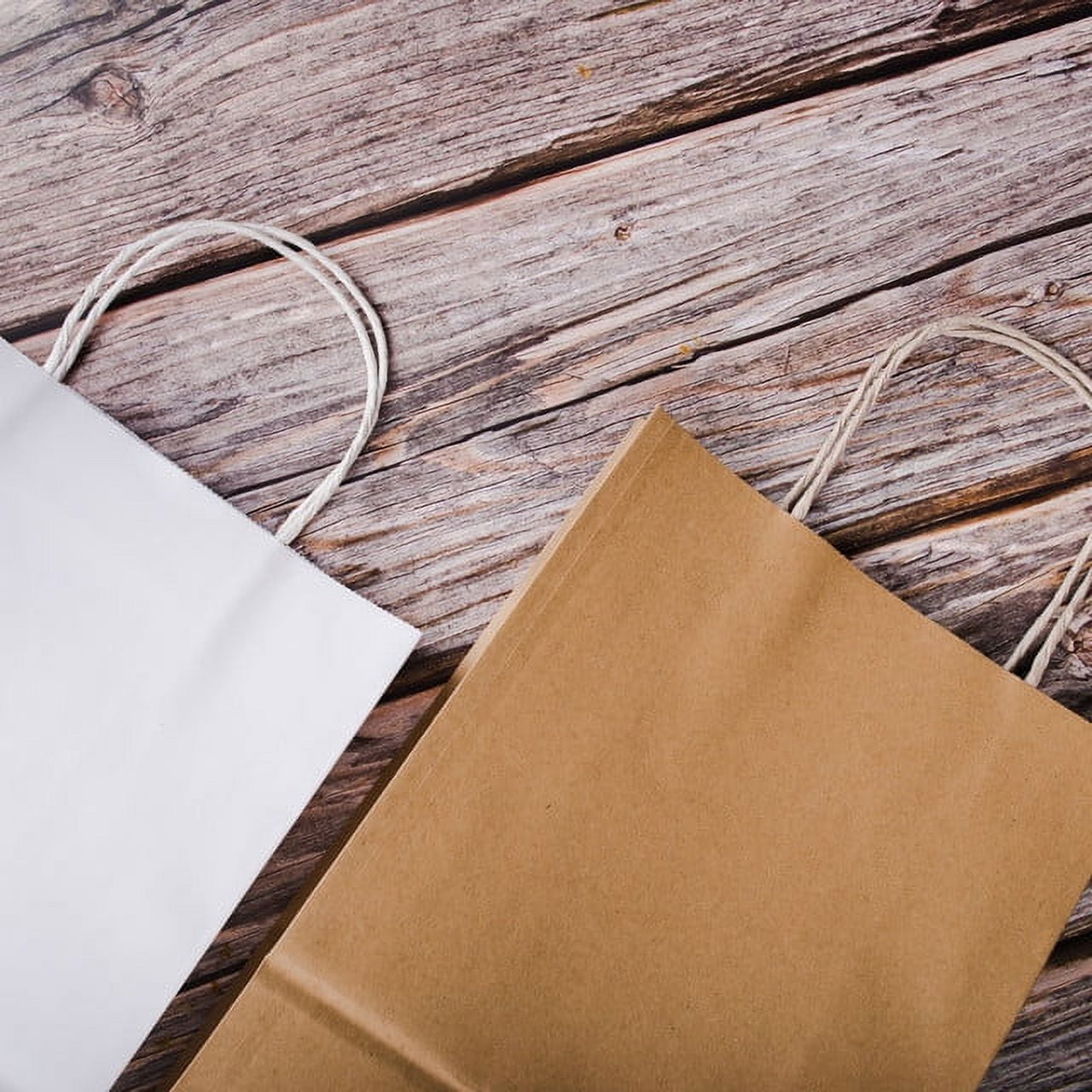 Kitchsy Premium Large White Kraft Paper Bags with Handles - Durable & Sustainable Totes for Shopping & Gifts - Pack of 100 - Ideal for Everyday Use - Reduce Plastic Waste Now!