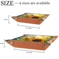 thumbnail image 4 of Women Girls Leather Square Dish Trinket Plate Jewelry Tray for Mothers Day Birthday Gift, Sunflowers Bee Butterflies, 4 of 6