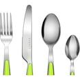 thumbnail image 4 of Cutlery Set of 16, Stainless Steel with Color Handles - 4 Forks, 4 Dinner Knives, 4 Dinner Spoons, 4 Teaspoons - EX07 (Green x 16), 4 of 5