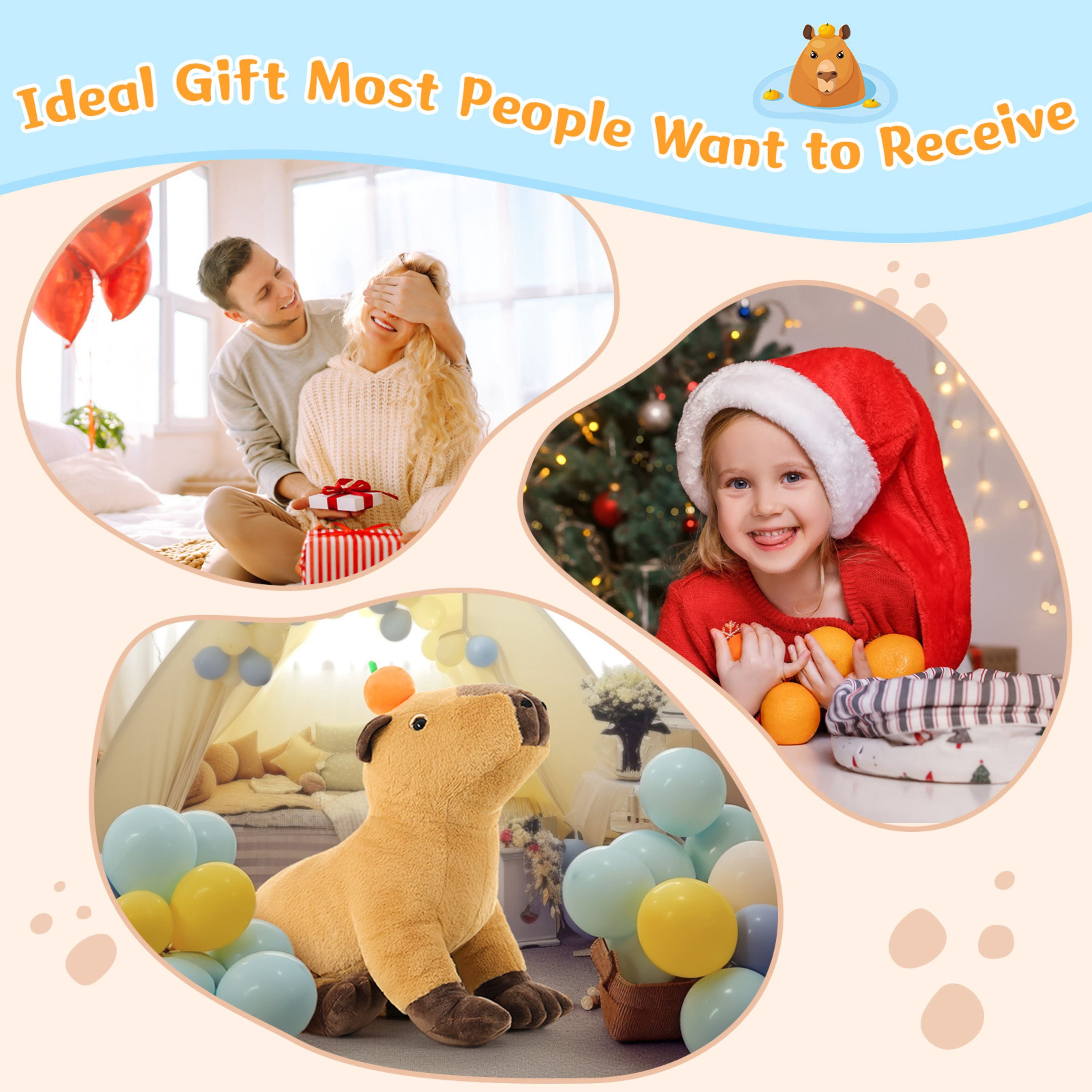 Muiteiur Large Capybara Plush Toy 23.6" Capybara Stuffed Animal