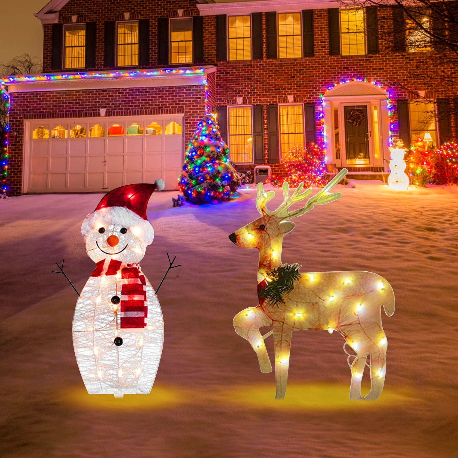 shyuyusa Christmas Penguin Yard Signs Stakes with Lights Noel Christmas Yard Decorations Lighted Outdoor Christmas Decorations for Home Lawn Pathway Walkway Party Decor (requires Assembly)