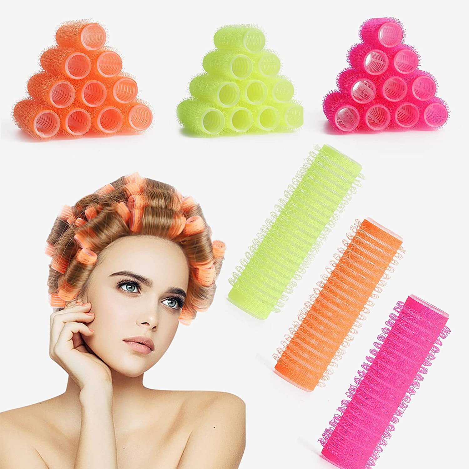 Hair Curlers - 6 pcs 15mm Self Grip Hair Rollers for Long Hair, for Thick,  Thin, Fine, Short Hair (Random color) 