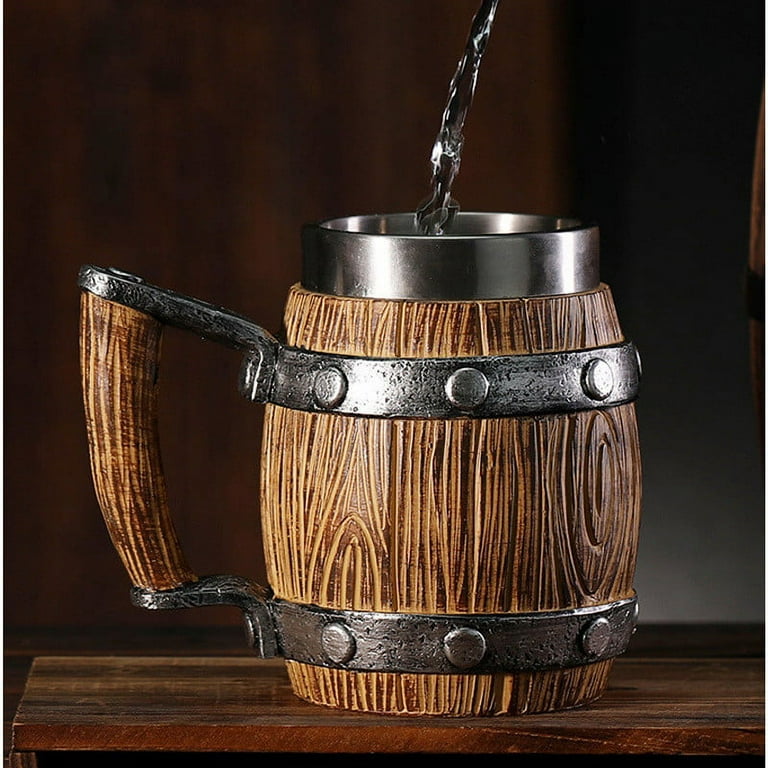 3x 400ml Classic Style Natural Wood Cup Wooden Beer Mugs Drinking For Party  Novelty Gifts Eco-frien