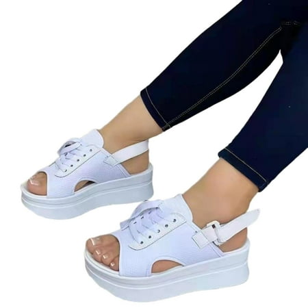

Kitem 1 Pair Summer Sandals Non-slip Comfortable Adjustable Fasten Tape Hollow Out Lady Sandals Shoes
