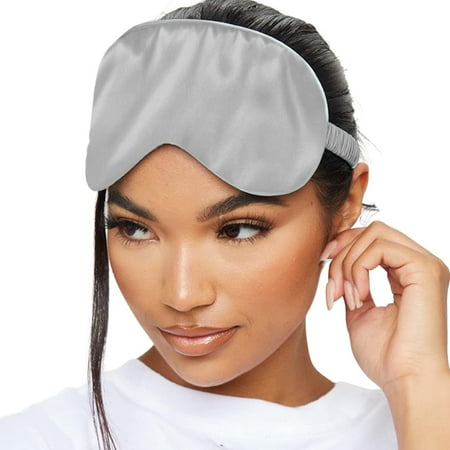 SMUG Cute Sleep Mask for Women & Girls, Satin Eye Mask for Travel & Light-Blocking, Gray