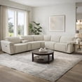 thumbnail image 7 of Benjara Ayna Power Motion Sectional Sofa- Beige Boucle Upholstery- Console, 7 of 7