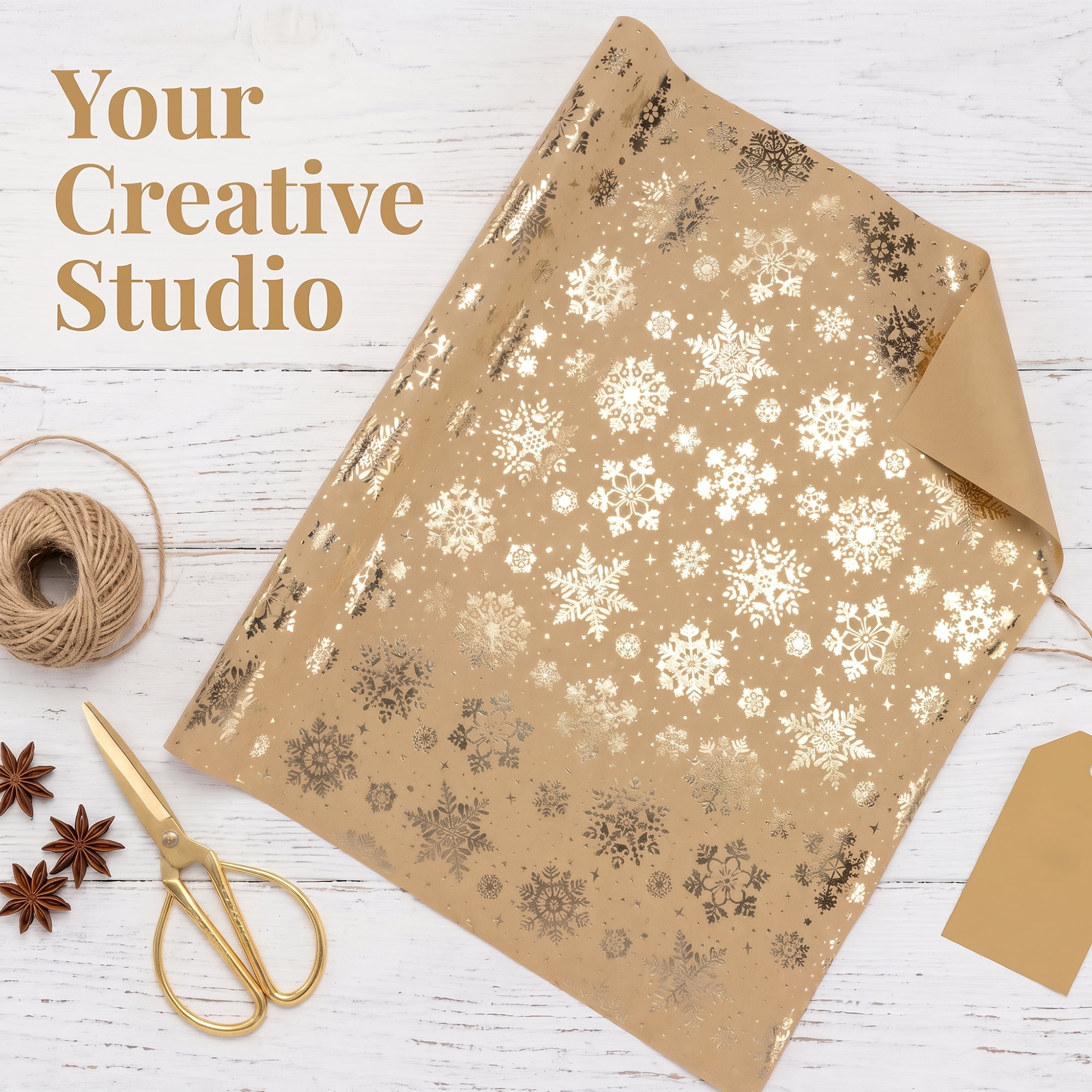 Unique Bargains Heavyweight Christmas Wrapping Paper for Gifts Gold 27.6"x 19.7"