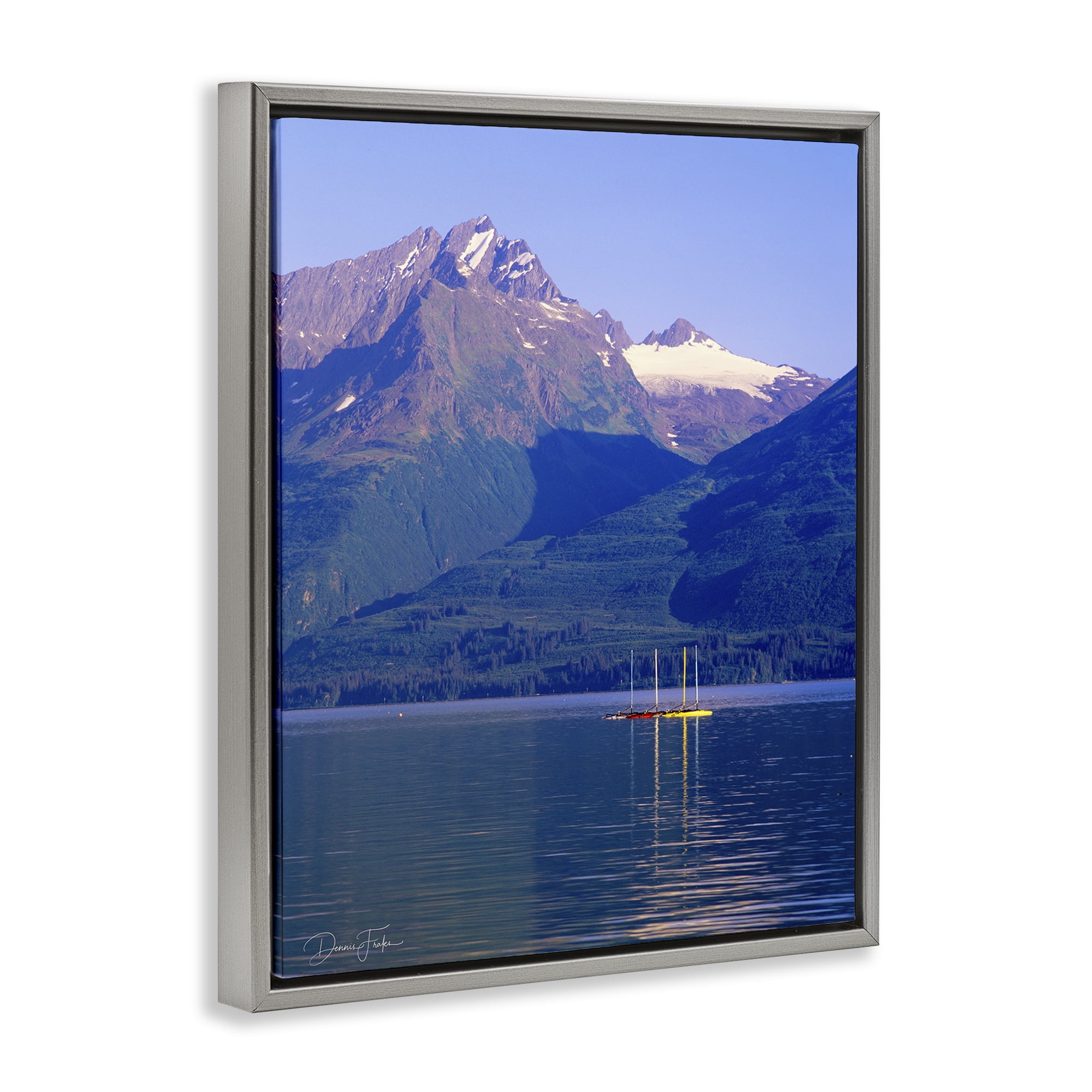 Stupell Industries Lake View Photography Landscape Photography Gray Floater Framed Art Print Wall Art, 17 x 21