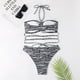 thumbnail image 4 of Traje de baño de dos piezas para mujer Traje de baño bikini con estampado de rayas, 4 of 5