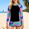 thumbnail image 2 of NAISIBABY Girls Swimsuits 2-Piece, Long Sleeve Rash Guard Swim Shirt and Boyshorts Beach Surfing Bathing Suits Multicolor 10T, 2 of 9
