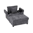 thumbnail image 6 of Indoor Deep Seat Oversized Lounge Chaise Chair with Ottoman, Chenille Upholstery, Storage, USB Ports & Cup Holders（Dark Gray）, 6 of 8