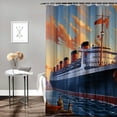 thumbnail image 2 of Orinice  Cruise Ship Shower Curtain Retro Nautical Sailboat Ocean Coastal Natural Scenery Adventure Polyester Fabric Bathroom Decor Curtains Set with Hook 36x72, 2 of 7