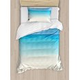thumbnail image 3 of Ocean Duvet Cover Set, Paradise Coast in Tropical Caribbean Sea Sky View Beach House Theme, Decorative 2 Piece Bedding Set with 1 Pillow Sham, Twin Size, Cream Navy, by Ambesonne, 3 of 4