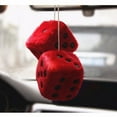 thumbnail image 3 of 1 Pair of Retro Square Mirror Hanging Couple Fuzzy Plush Dice with Dots For Car Interior Ornament Decoration, 3 of 4
